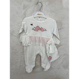 Nurcan Bebe Balıklı 3'lü Tulum - 0 - 3 Ay - Ekru