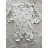 Nurcan Bebe Biberon Patikli Raporlu Düğmeli Tulum - Ekru - 3 Ay