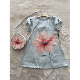 Nurcan Bebe Çantalı Elbise - Mavi - 5 Yaş