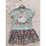 Nurcan Bebe Çiçekli Tavşan Kısakollu Elbise - Mint - Yeşil - 3 - 4 Yaş