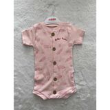 Nurcan Bebe Düğmeli Kalemli Şort Tulum - Somon - 6 Ay