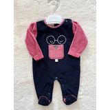 Nurcan Bebe Gözlüklü Sincap Kadife Tulum - Fuşya - 0 - 3 Ay
