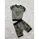 Nurcan Bebe Kamuflaj İkili Şortlu Takım - 3 Ay - Haki