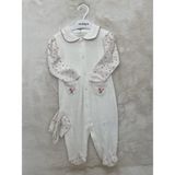 Nurcan Bebe Kaniviçe Desen Patikli Tulum - 3 - 6 Ay - Ekru