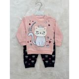 Nurcan Bebe Kedi Desenli Tulum - 9 - 12 Ay - Somon
