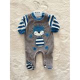 Nurcan Bebe Lion Erkek Kadife Tulum - Petrol - 9 - 12 Ay