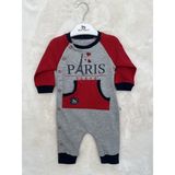 Nurcan Bebe Paris Baskılı Kangru Cepli Patiksiz U.kollu Tulum - Kırmızı - 3 - 6 Ay