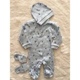 Nurcan Bebe Patikli Yelkenli Jakarlı Üçlü Tulum Set - Mavi - 6 Ay