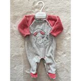 Nurcan Bebe Rakun Kadife Tulum - Gri - 0 - 3 Ay