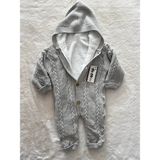 Nurcan Bebe Saç Örgülü Peluş Tulum - Gri - 6 Ay