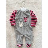 Nurcan Bebe Tavşan Kadife Tulum - Gri - 3 - 6 Ay