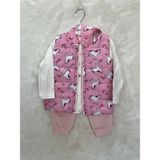 Nurcan Bebe Unicorn Desen Şişme Yelek Üçlü Takım - 12 - 18 Ay - Pembe