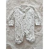 Nurcan Bebe Yıldızlı Patikli Raporlu Düğmeli Tulum - Ekru - 3 Ay