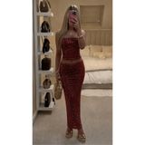 Nurcanilirboutique İbiza pul payet uzun etek büstiyer ikili takım
