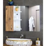 Nurcelant Aynalı Raflı Banyo Dolabı 80 cm Üst Modül - Meşe