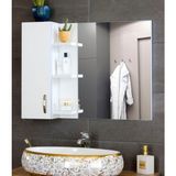 Nurcelant Aynalı Raflı Banyo Dolabı Mdf 80 cm Üst Modül Mat Beyaz