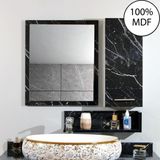 Nurcelant Aynalı Raflı Banyo Dolabı Mdf 80 cm Üst Modül Siyah Beyaz - Siyah - Beyaz