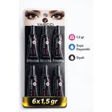 NURDAY Siyah Takma Kirpik Yapıştırıcısı 6x1,5 gr – Güçlü Tutucu, Suya Dayanıklı