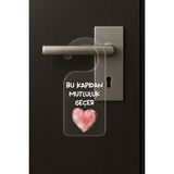 Nurdic Baskılı Otel Oda Ev Daire Yatak Çocuk Odası Için Desenli Kapı Kolu Askısı Mutluluk - Şeffaf - 1