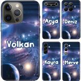 Nurdic Samsung Galaxy A16 A17 A34 A51 A52 A54 A56 A57 A71 A72 A73 A16 M34 Kılıf Isim Yazılı Uzay - 001-Renkli - Tasarım2386