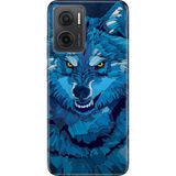 Nurdic Xiaomi Redmi Note 11E Kılıf 0.4mm Silikon Desenli Mavi Çizim Kurt - 001-Renkli