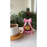 Nure Store 4'lü Coquette Fiyonk Tasarımlı Mini Kahve Yanı Sunumluk – Lokumluk & Çikolata Kasesi - Pembe