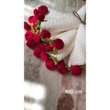NurEra Design Pembe Çiçekli Buket Battaniye / Sevgililer Günü - Anneler Günü / Tv Battaniyesi 100 cm - Pembe - Yeşil - Beyaz - 100 x 100 cm