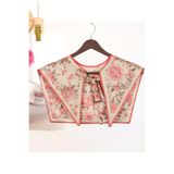 nurfemina Romantik Vintage Pembe Çiçek Desenli Kadın Omuz Şalı - "Royal Spring Breeze" Floral Yaka Fuları