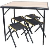Nurgaz Campout Katlanır Masa-Tabure Seti - 80 x 60 x 70 cm. - Ahşap Desenli