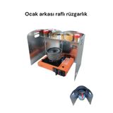 NURGAZ KAMP Küçük piknik tüp portatif kamp ocak arkası rüzgar ateş yağ koruycu metal raflı rüzgarlık çantalı