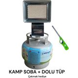 Nurgaz Kamp Soba Dolu Milangaz Tüp Set Küçük Tüp Isıtıcı Soba 2kg Piknik Tüpü Iç Mekan Dış Mekan Kamp Soba