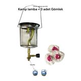 NURGAZ Küçük Tüp Lambası Kamp Piknik Tüpü Gazlı Lüks Lamba + 3 ad çengelli gömlek fitil (TÜP HARİÇ)