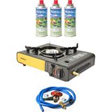 Nurgaz Ng 501 Çantalı Tekli Portatif Ocak + 3 Adet Kartuş +Hortum Dedantör Musluk Set - Siyah
