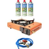 Nurgaz Ng 501 Çantalı Tekli Portatif Ocak + 3 Adet Kartuş +Hortum Dedantör Musluk Set - Turuncu