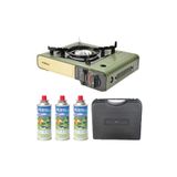 Nurgaz Tekli Portatif Ocak Tüp Haki+3 Adet 220 Gr Kartuş Set