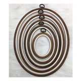 Nurge Ahşap Renk Plastik Oval Pano Kasnak - Nakış Kasnağı 5'li Set