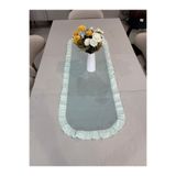 NURGİTA HOME % 100 Pamuk Duck Keten Fisto Fırfırlı Oval Runner (40x110)