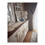 NURGİTA HOME %100 Pamuk Ham Keten Fisto Fırfırlı Oval Runner & Konsol örtüsü &Sehpa örtüsü (35x115 cm)