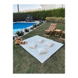 NURGİTA HOME %100 Pamuk Ham Keten Yer Masa Piknik Örtüsü Sofra Bezi (160 X 200) , 4 Minder (40 X 40) Set