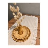 Nurgita Home % 100 Pamuk Naturel Ham Keten Fisto Fırfırlı Oval Runner (40X110)