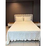 Nurgita Home Çift Kişilik Yatak Örtüsü Seti Iskandinav Bohem Örtü Takımı - Beyaz - 230 x 240 cm