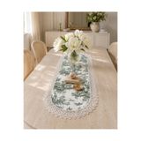NURGİTA HOME Dantel Kenarlı İngiliz Köylüler & Fransız Köylüler Runner &Vintage Masa Örtüsü ( 40 x 110 cm)