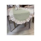 NURGİTA HOME Fırfılı Fistolu Piti Kareli Duck Keten Vintage Oval Runner (40X110 cm)