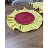 Nurgita Home Fırfırlı Duck Keten Vintage Amerikan Servis &supla 2’li Yuvarlak - 40 x 40 cm - Sarı
