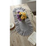 Nurgita Home Fırfırlı Fistolu Duck Keten Oval Runner & Dekoratif Örtü &sehpa Örtü - Gri - 35 x 65 cm