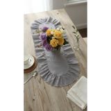 NURGİTA HOME Fırfırlı Fistolu Duck Keten Oval Runner & Dekoratif Örtü &Sehpa Örtü (LEKE TUTMAZ 35x85cm)