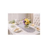 NURGİTA HOME Fırfırlı Fistolu Gri Duck Keten Vintage Runner ( 40x110 cm)