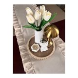NURGİTA HOME Fırfırlı Keten Runner 40 x 150 Daha uzun ölçüsüyle