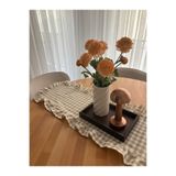 NURGİTA HOME Fırfırlı Vintage Duck Keten Kareli Runner &Dekoratif Örtü (40x130 cm )
