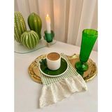 Nurgita Home Fistolu Fırfırlı Pitlkare Kahve Yanı Sunumluk Peçetesi & Kokteyl Peçete & Bardak Altlığı Yeşil - Yeşil - Beyaz - 20 cm